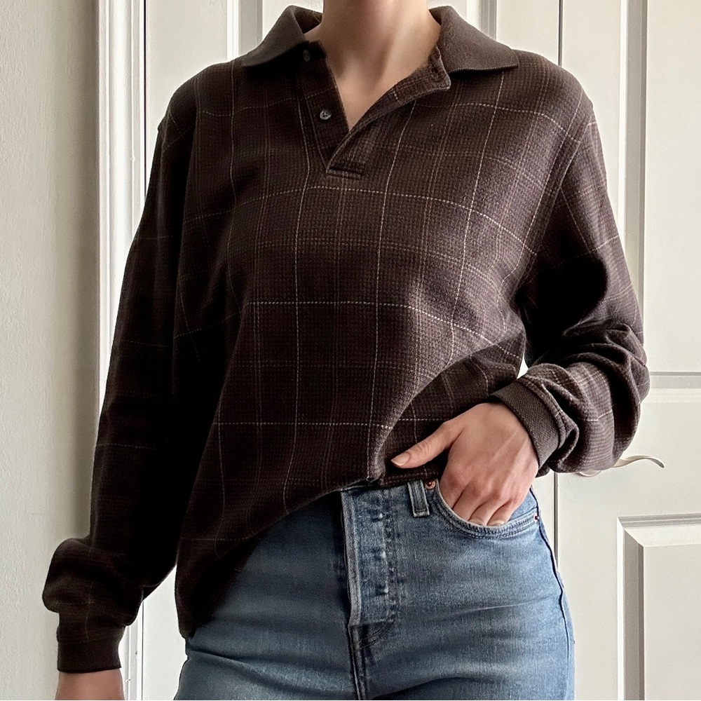 Brown Long Sleeve Polo Shirt (Arrow)